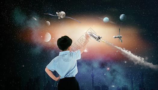 儿童坐火箭创意教育设计图片