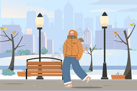 寒冷的城市立冬矢量插画插画