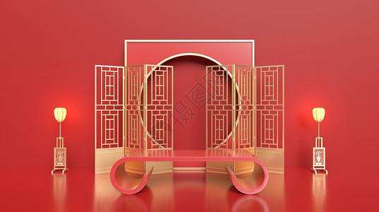 中式美陈国潮展台设计图片