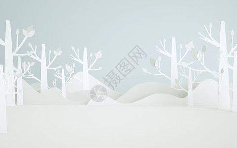 雪景卡通插画3d冬天场景设计图片
