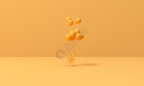 好看的黄色气球3D卡通创意漂浮设计图片
