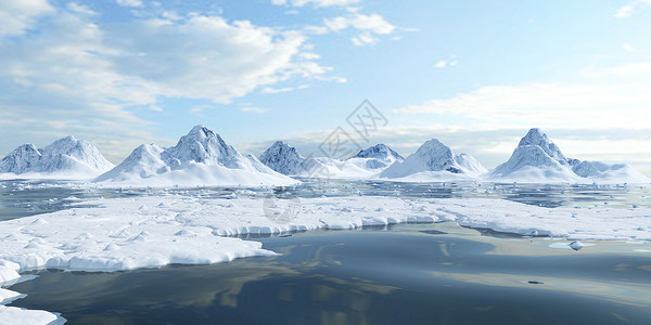 结冰的3D冬季场景设计图片
