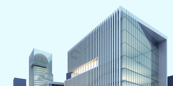 仰视高楼大厦3D大气建筑场景设计图片