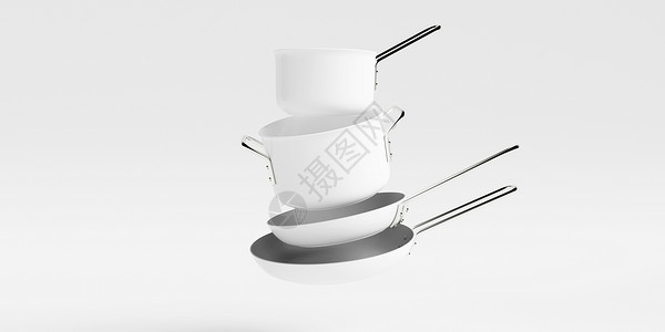白色锅3D创意悬浮场景设计图片