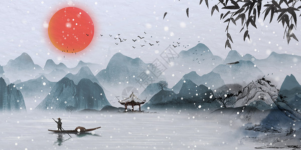 红梅傲雪立冬背景设计图片
