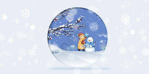 雪花莲上彩蛋冬天背景设计图片