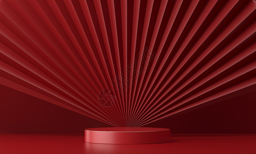 红色喜庆新年展台背景背景图片