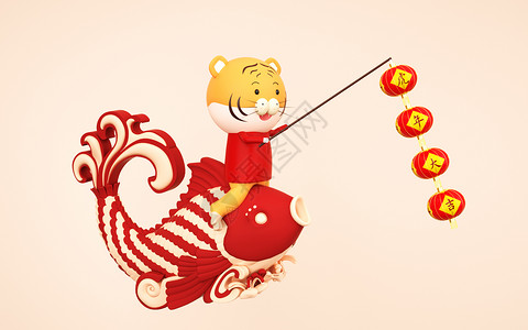 中国风龙年形象边框虎年新年背景设计图片
