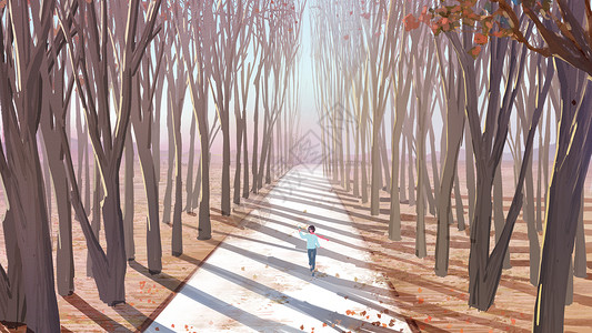 洛阳牡丹园唯美大气一个人的冬天插画插画