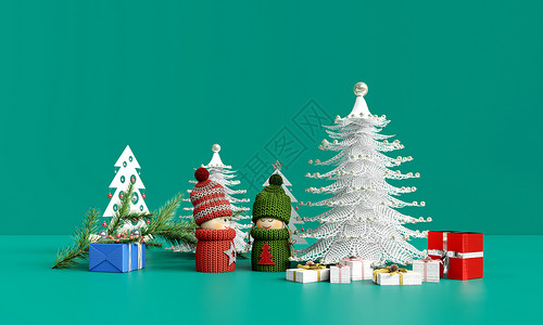 小礼物盒子拼盘圣诞节场景设计图片