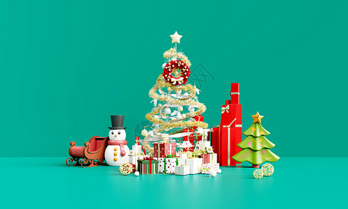 礼物盒子装饰圣诞节场景设计图片