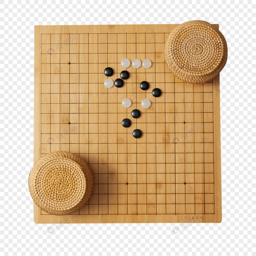 围棋盘上的黑白棋子图片