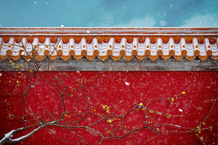 中式冬天背景背景图片