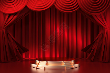 演讲发言红色舞台场景设计图片
