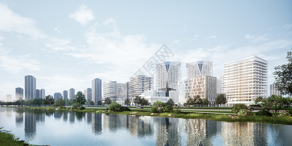 河公园现代产业园建筑场景设计图片