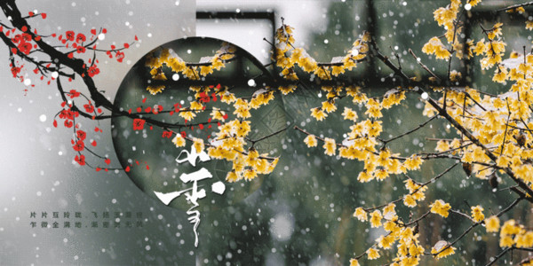 中式古典门小雪海报gif动图高清图片