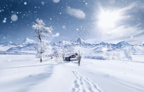 农村小屋冬天背景GIF高清图片