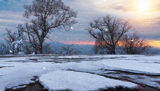 雪天脚印冬天背景设计图片