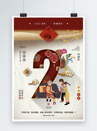 5559岁大年初二回娘家春节习俗海报模板