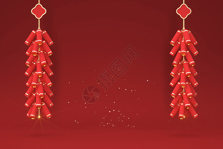 春节立体装饰新年鞭炮场景设计图片