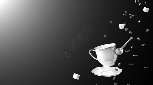 咖啡杯勺子创意咖啡场景设计图片