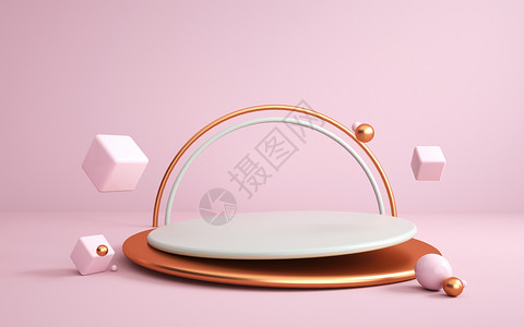 临桂大圆盘粉色悬浮电商展台设计图片