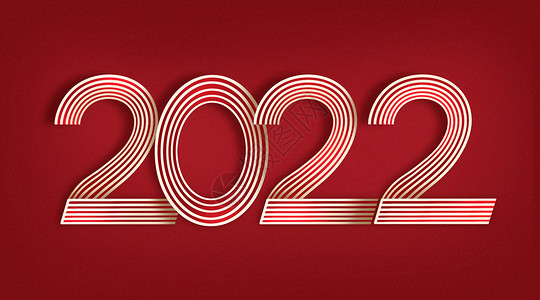 斑马线条纹数字红色线条2022虎年字体插画
