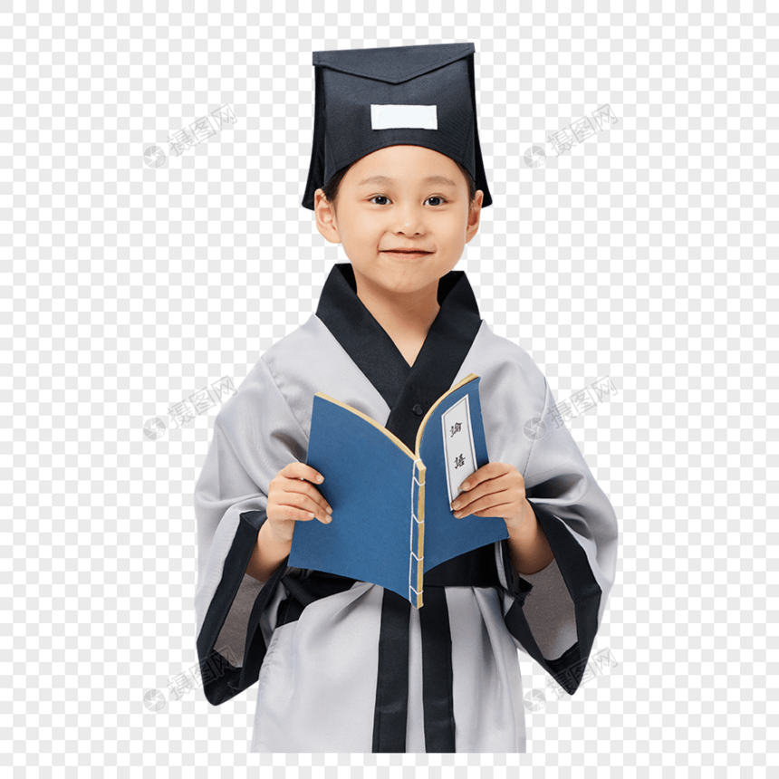 国学儿童传统服饰读书形象图片