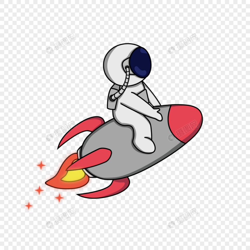 可爱宇航员乘坐火箭图片