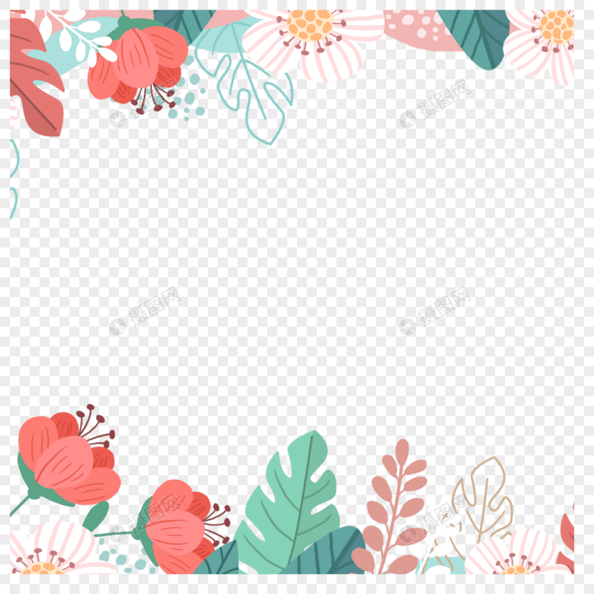 手绘春季花卉边框背景图片