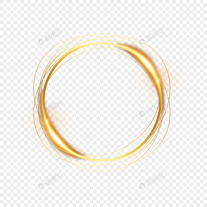 重叠的圆形动感线条金色光效边框图片
