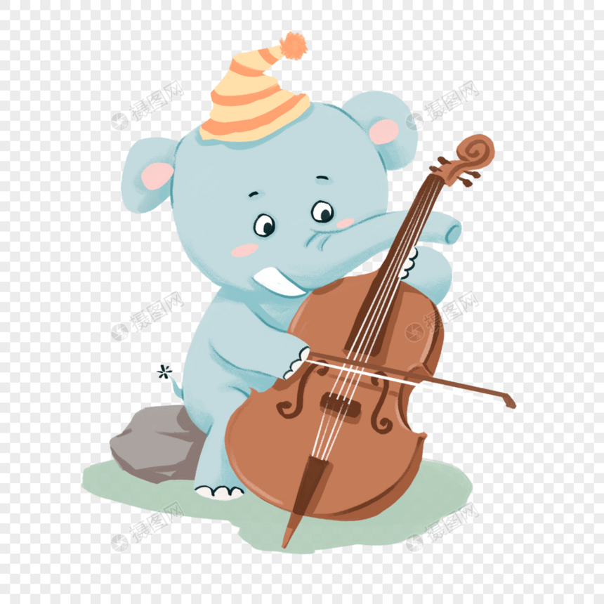 蓝色可爱动物音乐家图片