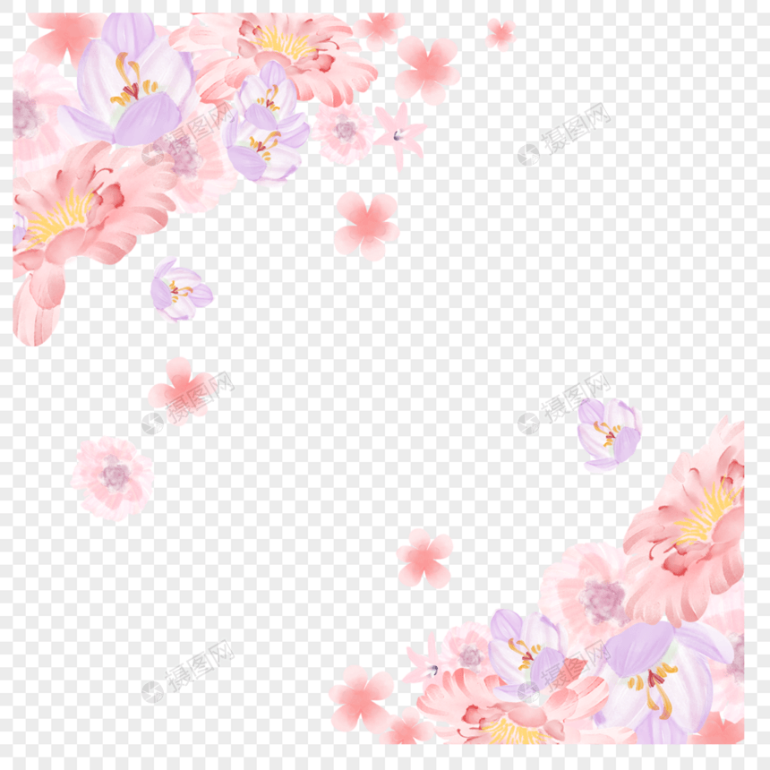 浪漫水彩花卉边框图片