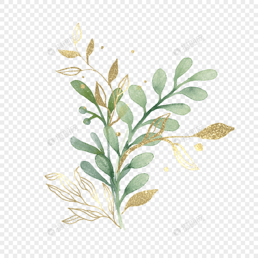 金箔叶子植物婚礼装饰图片