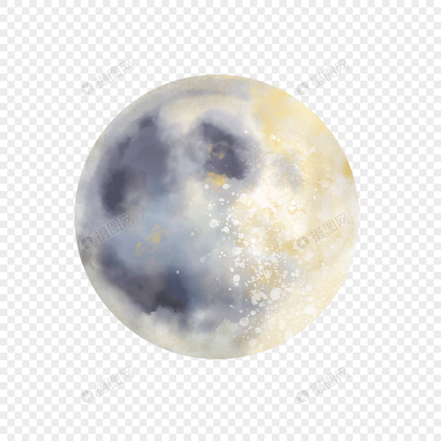 水彩风格白色月亮图片