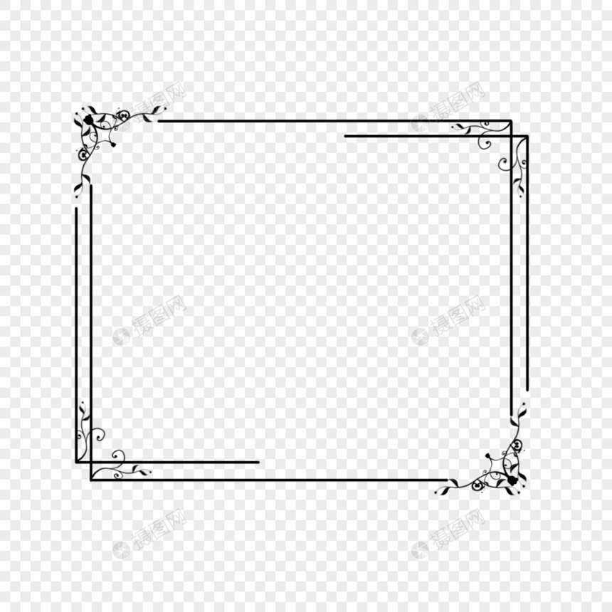 复古花纹黑白边框图片