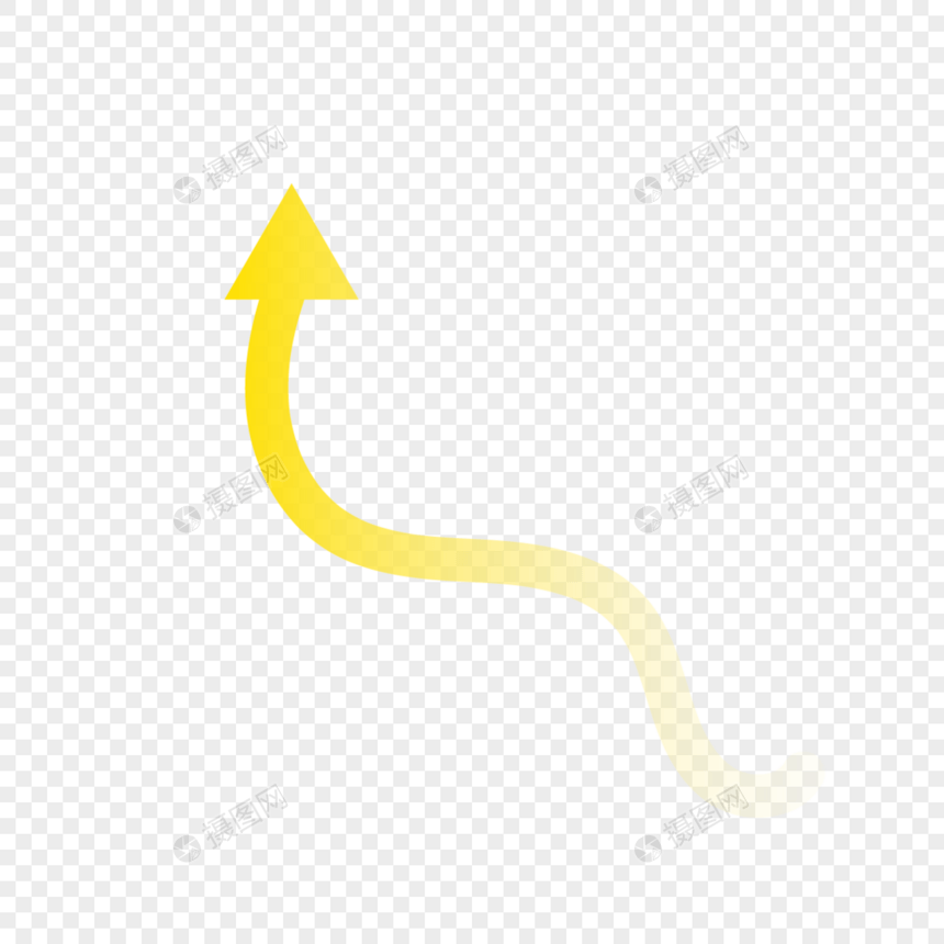 黄色曲线向上箭头图片