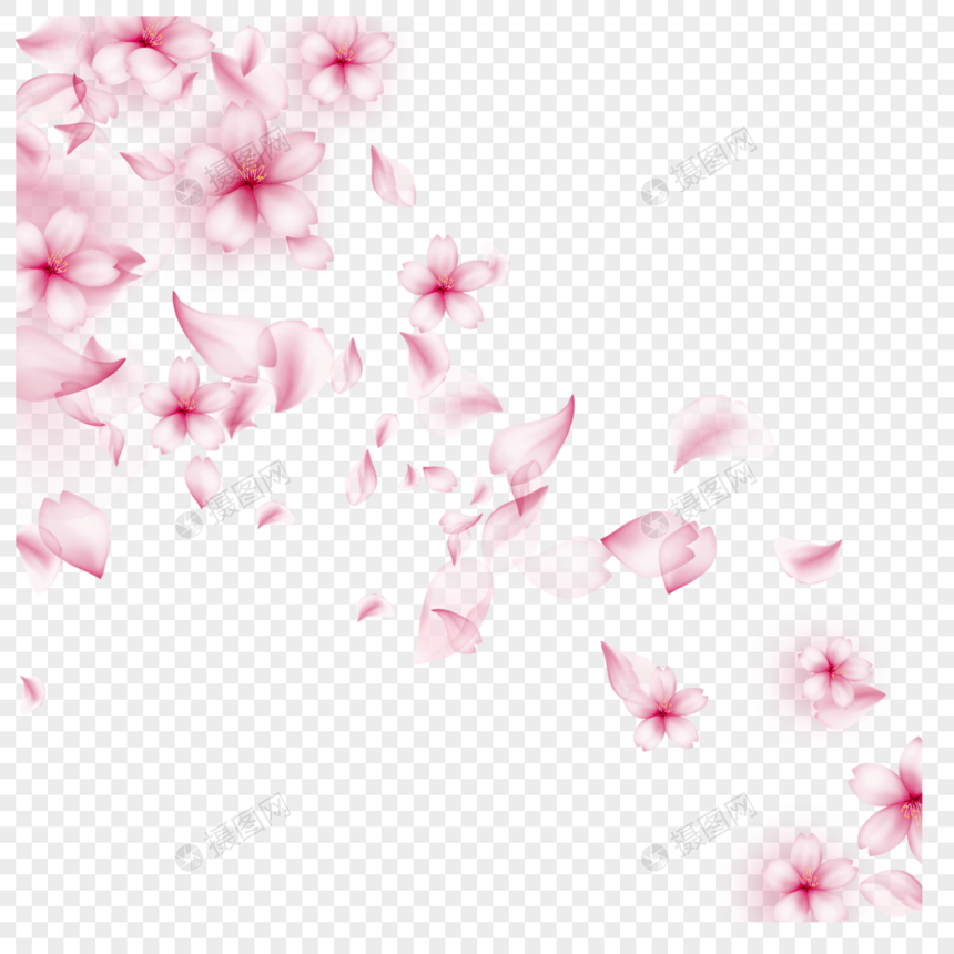 春天浪漫粉色光效樱花边框图片