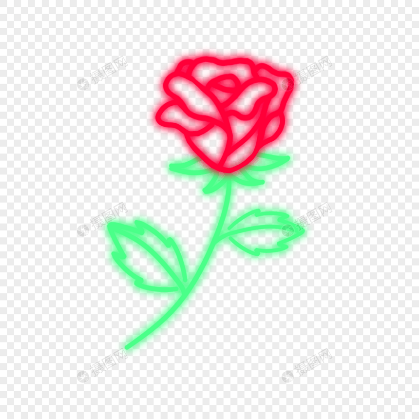 霓虹线条画玫瑰花朵图片
