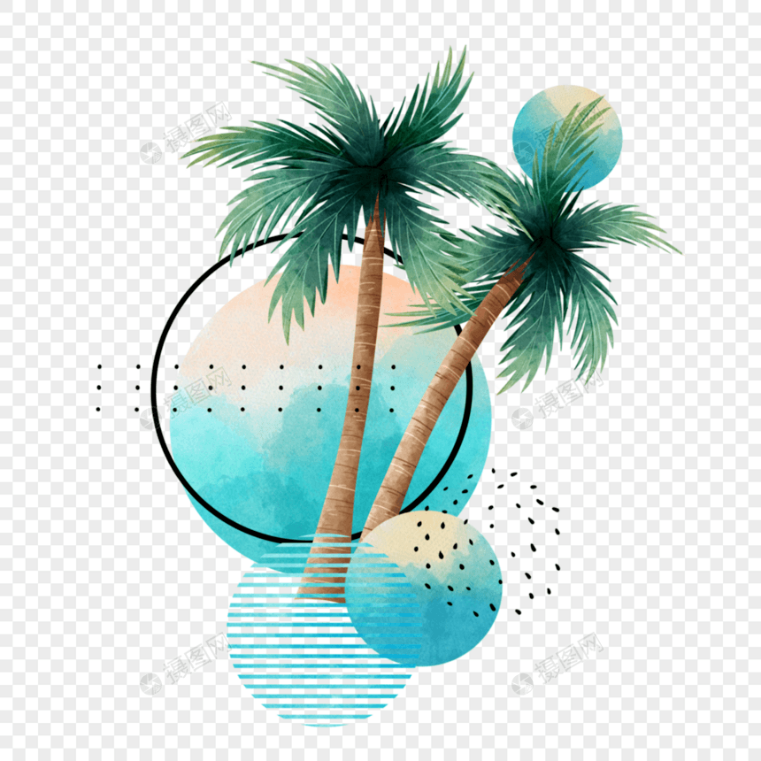 水彩几何棕榈树图片