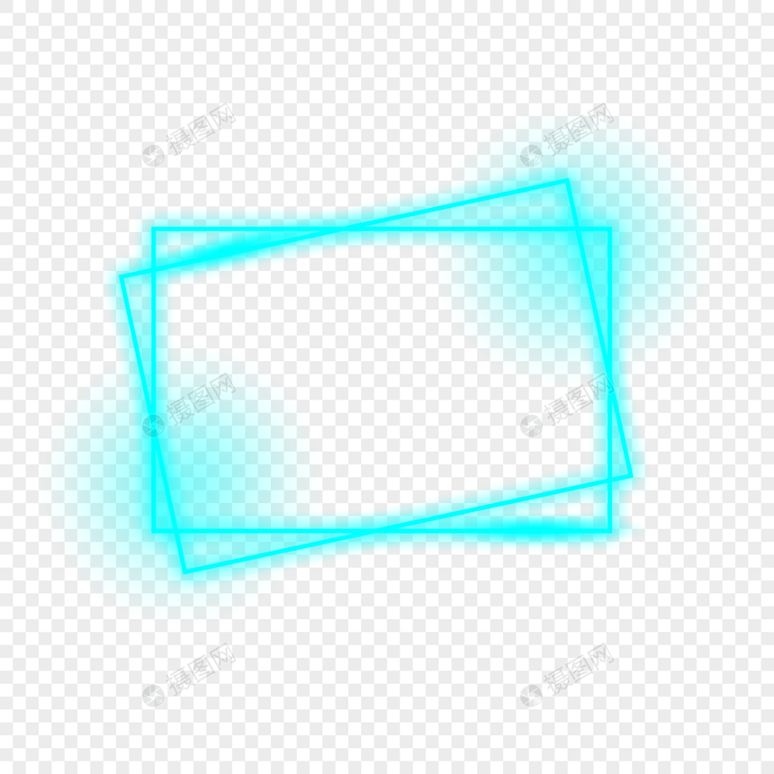蓝色霓虹光效线条边框图片