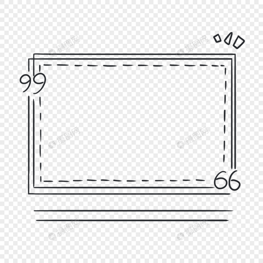正方形简约风格黑白线稿逗号文本框图片