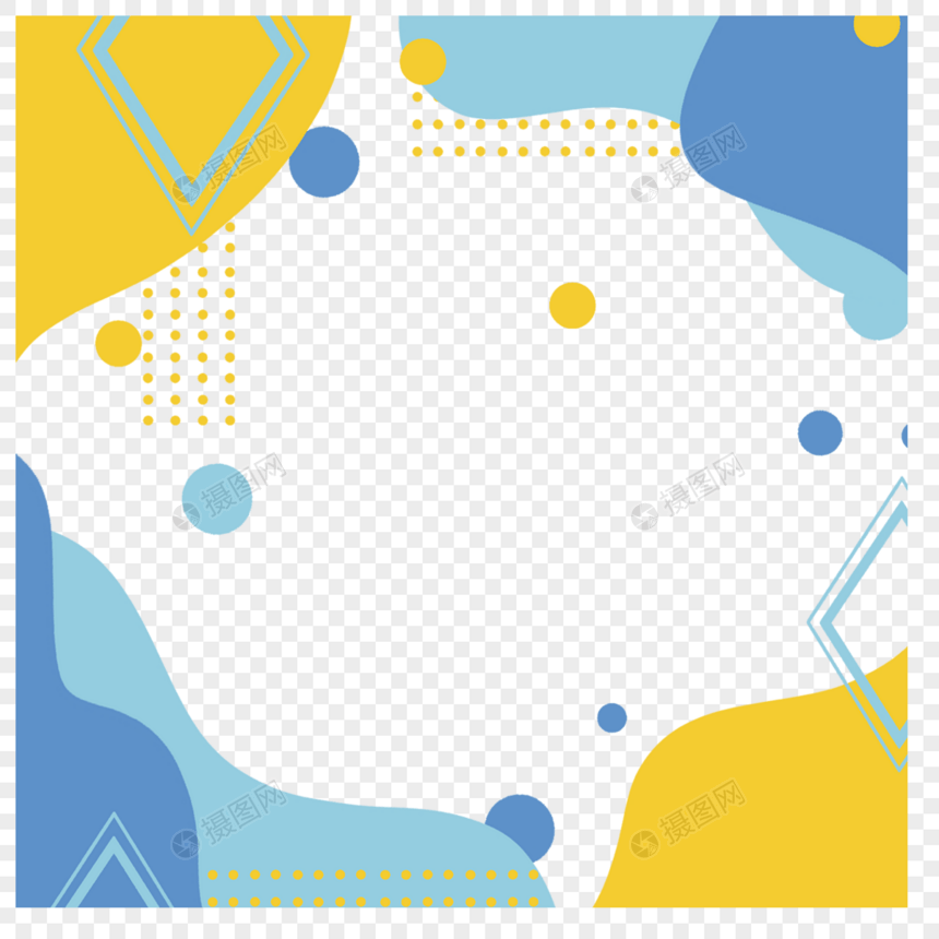 抽象蓝黄色渐变流体sns边框图片
