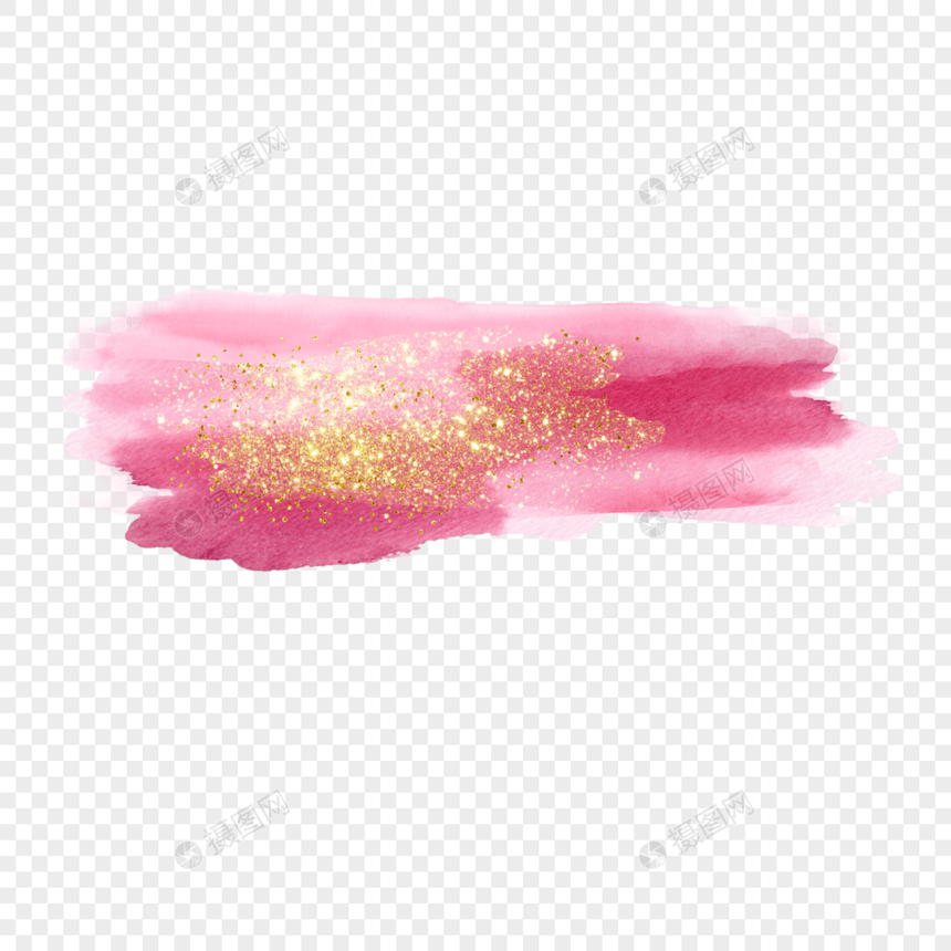 粉色涂鸦水彩金色笔刷图片