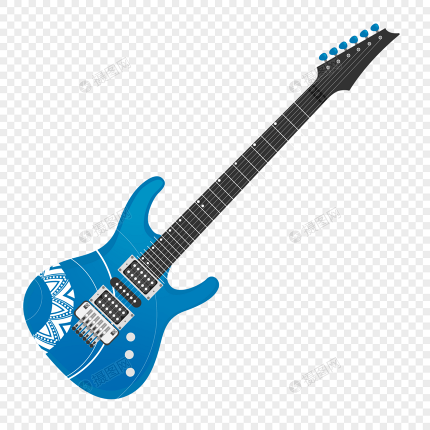 蓝白色电吉他图片