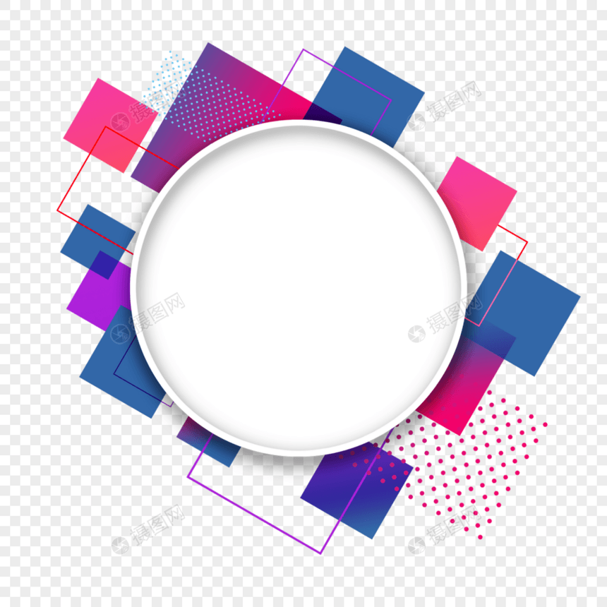 彩色几何抽象渐变白色圆形边框图片