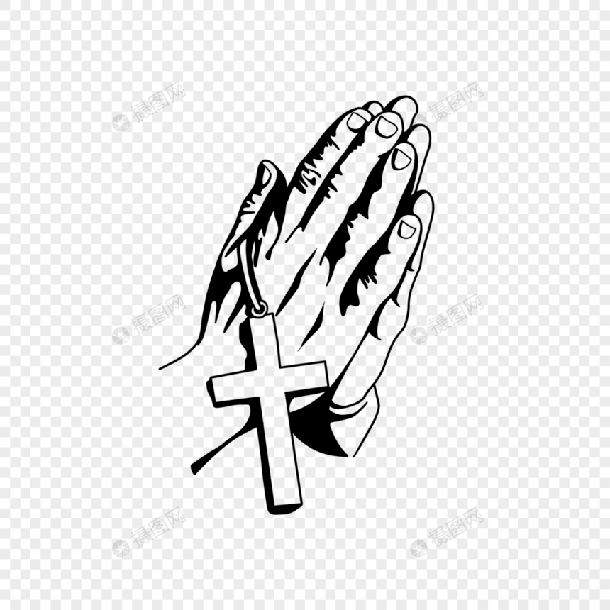 黑白祈祷的手势图片