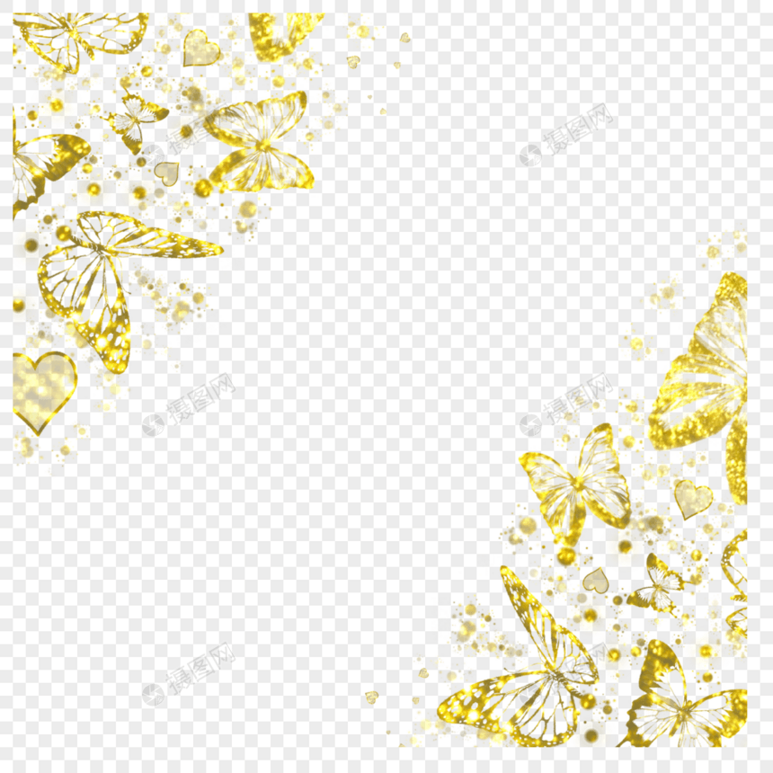 金色蝴蝶金粉边框图片