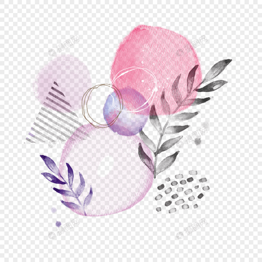 抽象粉色水彩植物花卉图片