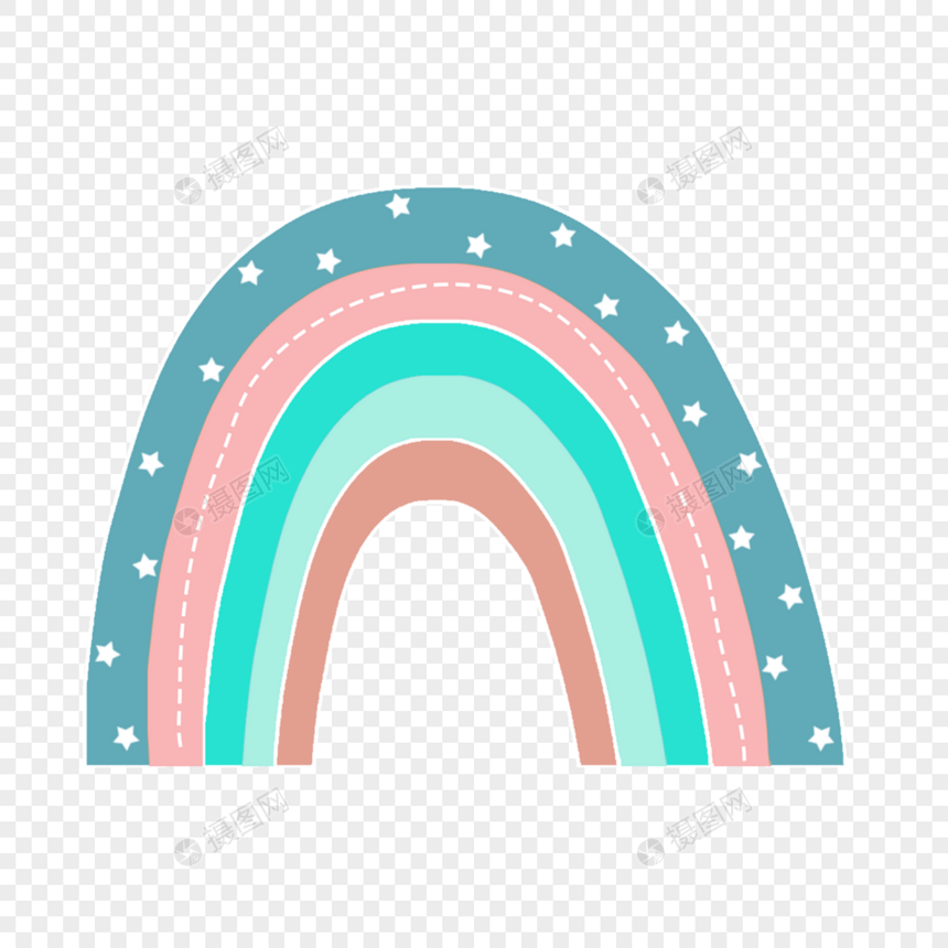 白色星星装饰水彩彩虹图片